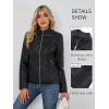 imageBellivera Faux Leather Jacket Women Motorcycle Zipper Bomber PU Bike Coat with PocketsCoal Black