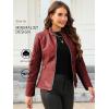 imageBellivera Faux Leather Jacket Women Motorcycle Zipper Bomber PU Bike Coat with PocketsCoal Red
