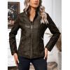 imageBellivera Faux Leather Jacket Women Motorcycle Zipper Bomber PU Bike Coat with PocketsCoffee Retro