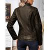 imageBellivera Faux Leather Jacket Women Motorcycle Zipper Bomber PU Bike Coat with PocketsCoffee Retro