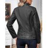 imageBellivera Faux Leather Jacket Women Motorcycle Zipper Bomber PU Bike Coat with PocketsGrey Retro