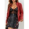 imageBellivera Faux Leather Jacket Women Motorcycle Zipper Bomber PU Bike Coat with PocketsRed
