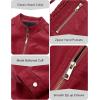 imageBellivera Faux Leather Jacket Women Motorcycle Zipper Bomber PU Bike Coat with PocketsRed