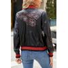 imageBellivera Faux Leather Jacket for Women Studded Rivet Floral Moto Biker Short Lapel CoatBlack Floral Motorcycle Jacket