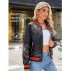 imageBellivera Faux Leather Jacket for Women Studded Rivet Floral Moto Biker Short Lapel CoatBlack Floral Motorcycle Jacket