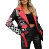 imageBellivera Faux Leather Jacket for Women Studded Rivet Floral Moto Biker Short Lapel CoatBlack Red