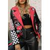 imageBellivera Faux Leather Jacket for Women Studded Rivet Floral Moto Biker Short Lapel CoatBlack Red