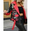 imageBellivera Faux Leather Jacket for Women Studded Rivet Floral Moto Biker Short Lapel CoatBlack Red