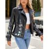 imageBellivera Faux Leather Jacket for Women Studded Rivet Floral Moto Biker Short Lapel CoatBlack Studded Jacket