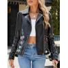 imageBellivera Faux Leather Jacket for Women Studded Rivet Floral Moto Biker Short Lapel CoatBlack Studded Jacket
