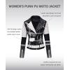 imageBellivera Faux Leather Jacket for Women Studded Rivet Floral Moto Biker Short Lapel CoatBlack White