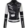 imageBellivera Faux Leather Jacket for Women Studded Rivet Floral Moto Biker Short Lapel CoatBlack White