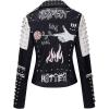 imageBellivera Faux Leather Jacket for Women Studded Rivet Floral Moto Biker Short Lapel CoatBlack White