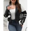 imageBellivera Faux Leather Jacket for Women Studded Rivet Floral Moto Biker Short Lapel CoatBlackwhite Plus