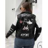 imageBellivera Faux Leather Jacket for Women Studded Rivet Floral Moto Biker Short Lapel CoatBlackwhite Plus
