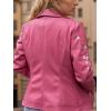 imageBellivera Faux Leather Jacket for Women Studded Rivet Floral Moto Biker Short Lapel CoatPink Embroidered