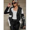 imageBellivera Faux Leather Jacket for Women Studded Rivet Floral Moto Biker Short Lapel CoatWhite Black Jacket