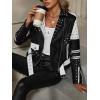 imageBellivera Faux Leather Jacket for Women Studded Rivet Floral Moto Biker Short Lapel CoatWhite Black Jacket