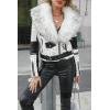 imageBellivera Faux Leather Jacket for Women Studded Rivet Floral Moto Biker Short Lapel CoatWhite With Collar