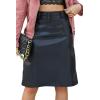 imageBellivera Women Faux Leather Basic Bodycon High Waisted Short PU Stretchy Pleated Mini SkirtAlined Skirt