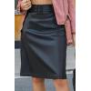 imageBellivera Women Faux Leather Basic Bodycon High Waisted Short PU Stretchy Pleated Mini SkirtAlined Skirt
