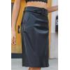 imageBellivera Women Faux Leather Basic Bodycon High Waisted Short PU Stretchy Pleated Mini SkirtAlined Skirt