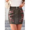 imageBellivera Women Faux Leather Basic Bodycon High Waisted Short PU Stretchy Pleated Mini SkirtDeepcoffee