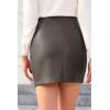 imageBellivera Women Faux Leather Basic Bodycon High Waisted Short PU Stretchy Pleated Mini SkirtDeepcoffee
