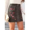 imageBellivera Women Faux Leather Basic Bodycon High Waisted Short PU Stretchy Pleated Mini SkirtDeepcoffee