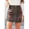 imageBellivera Women Faux Leather Basic Bodycon High Waisted Short PU Stretchy Pleated Mini SkirtDeepcoffee