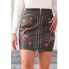 imageBellivera Women Faux Leather Basic Bodycon High Waisted Short PU Stretchy Pleated Mini SkirtDeepcoffee