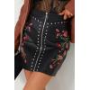 imageBellivera Women Faux Leather Basic Bodycon High Waisted Short PU Stretchy Pleated Mini SkirtEmbroidered Skirt