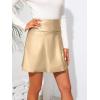 imageBellivera Women Faux Leather Basic Bodycon High Waisted Short PU Stretchy Pleated Mini SkirtGold