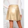 imageBellivera Women Faux Leather Basic Bodycon High Waisted Short PU Stretchy Pleated Mini SkirtGold