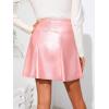 imageBellivera Women Faux Leather Basic Bodycon High Waisted Short PU Stretchy Pleated Mini SkirtPink