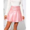 imageBellivera Women Faux Leather Basic Bodycon High Waisted Short PU Stretchy Pleated Mini SkirtPink