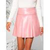 imageBellivera Women Faux Leather Basic Bodycon High Waisted Short PU Stretchy Pleated Mini SkirtPink
