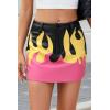 imageBellivera Women Faux Leather Basic Bodycon High Waisted Short PU Stretchy Pleated Mini SkirtRed Floral
