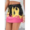 imageBellivera Women Faux Leather Basic Bodycon High Waisted Short PU Stretchy Pleated Mini SkirtRed Floral