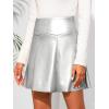 imageBellivera Women Faux Leather Basic Bodycon High Waisted Short PU Stretchy Pleated Mini SkirtSilver