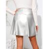 imageBellivera Women Faux Leather Basic Bodycon High Waisted Short PU Stretchy Pleated Mini SkirtSilver