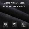 imageBellivera Women Faux Leather Suede Jacket Moto Biker Coat SherpaLined Overcoat with Removable BeltBlack