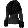 imageBellivera Women Faux Leather Suede Jacket Moto Biker Coat SherpaLined Overcoat with Removable BeltBlack Removable Fur Collar