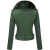 imageBellivera Women Faux Leather Suede Jacket Moto Biker Coat SherpaLined Overcoat with Removable BeltGreen