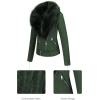 imageBellivera Women Faux Leather Suede Jacket Moto Biker Coat SherpaLined Overcoat with Removable BeltGreen
