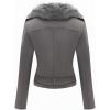 imageBellivera Women Faux Leather Suede Jacket Moto Biker Coat SherpaLined Overcoat with Removable BeltGrey