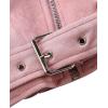 imageBellivera Women Faux Leather Suede Jacket Moto Biker Coat SherpaLined Overcoat with Removable BeltPink