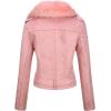 imageBellivera Women Faux Leather Suede Jacket Moto Biker Coat SherpaLined Overcoat with Removable BeltPink