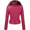 imageBellivera Women Faux Leather Suede Jacket Moto Biker Coat SherpaLined Overcoat with Removable BeltRed