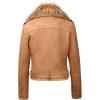 imageBellivera Women Faux Leather Suede Jacket Moto Biker Coat SherpaLined Overcoat with Removable BeltYellow
